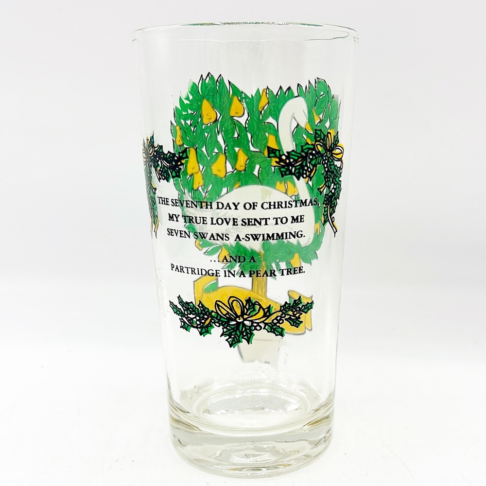 Vintage 7th Day Seven Swans A Swimming 12 Days Christmas Drinking Glass Tumbler - Picture 4 of 7